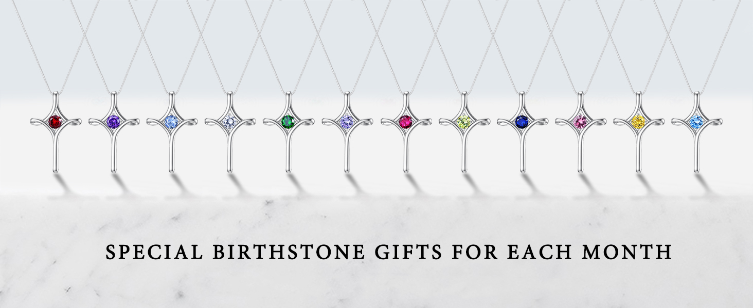 birthstone cross necklace