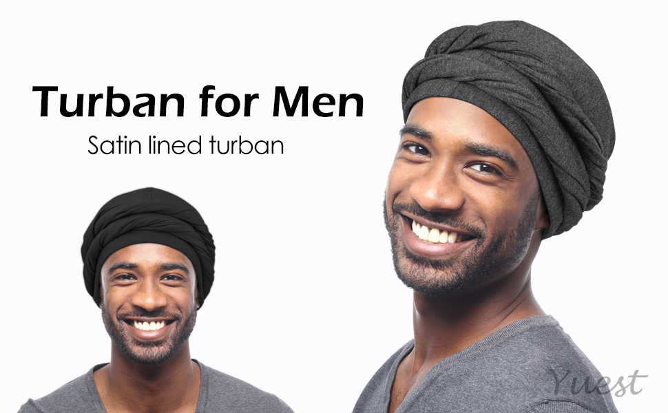 Turban for men Halo Turban for Men Black Satin Head Wrap for Men 