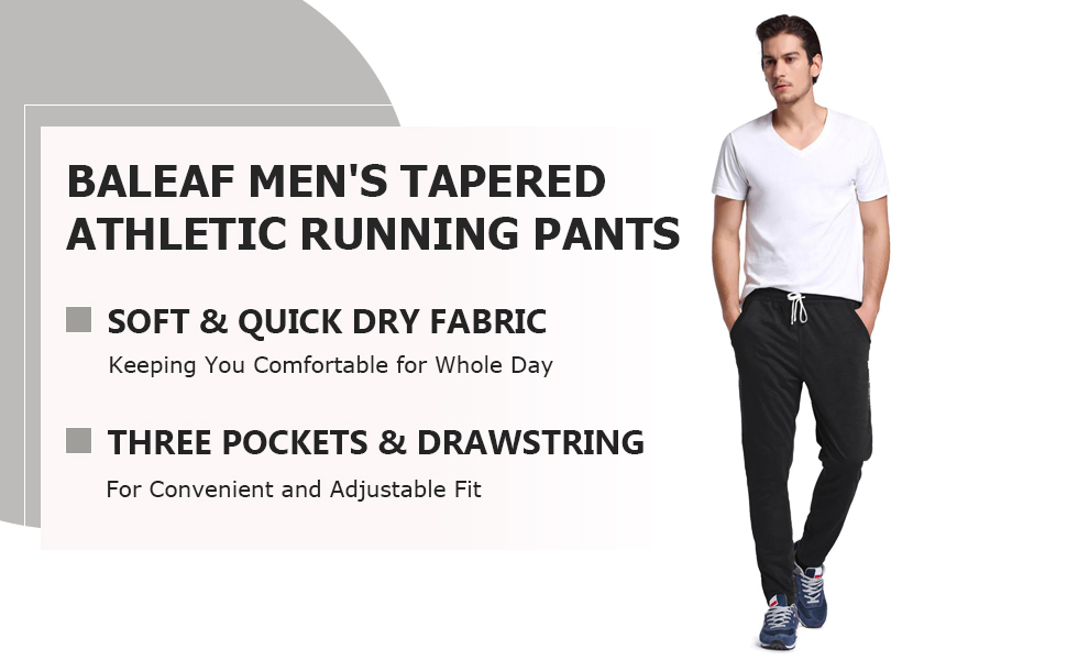 BALEAF Men's Running Pants Slim Fit Tapered Joggers