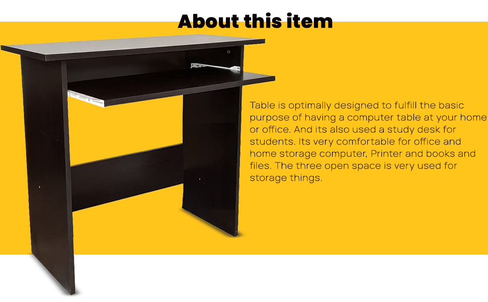 AAROORA Tivra Engineered Wood Computer Table with Keyboard Tray for