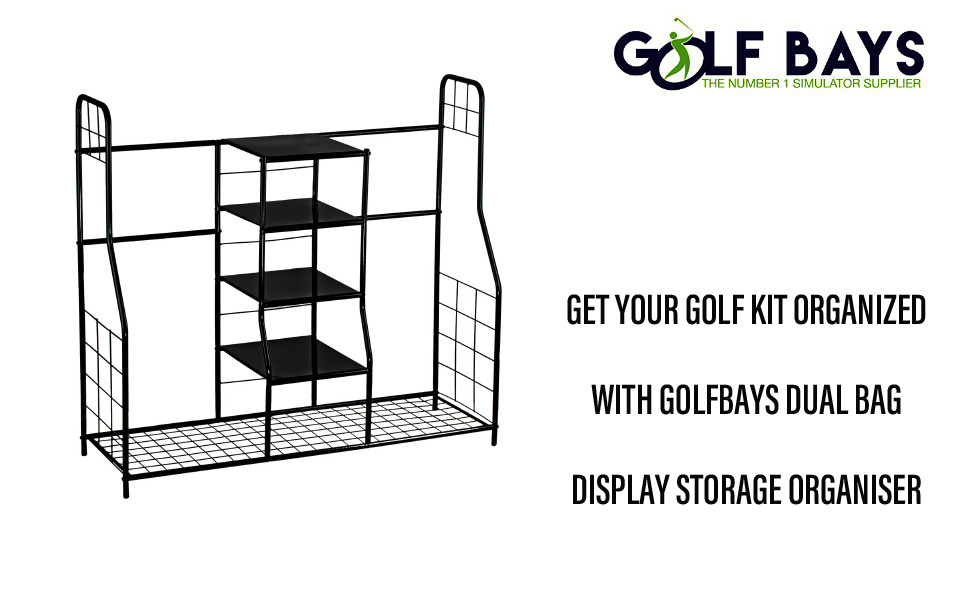 Golfbays Premium Golf Bag Stand Organiser Rack, Dual Golf Bag Display