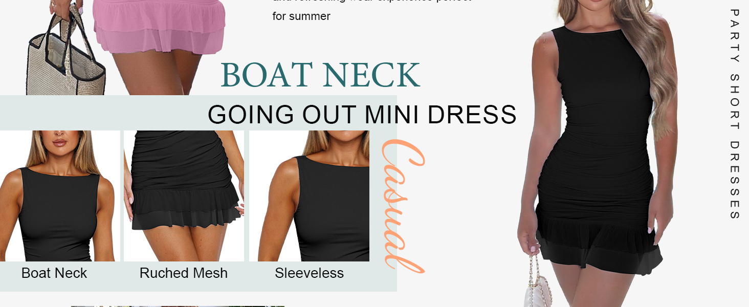 BOAT NECK MINI DRESS