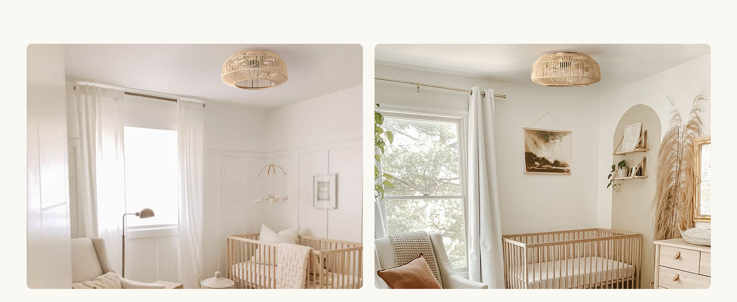 ventiladores de techo boho con luces ventilador de ratán de montaje empotrado para guardería