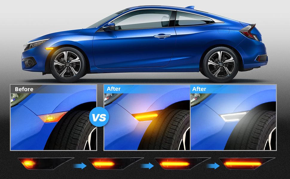 Honda Sequential LED Side Marker Lights with DRL and Turn Signal