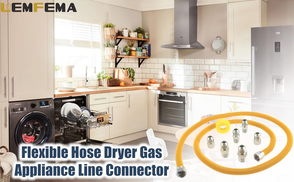 72 Inch Flexible Stainless Steel Gas Line for Dryer, Gas Stoves, Water