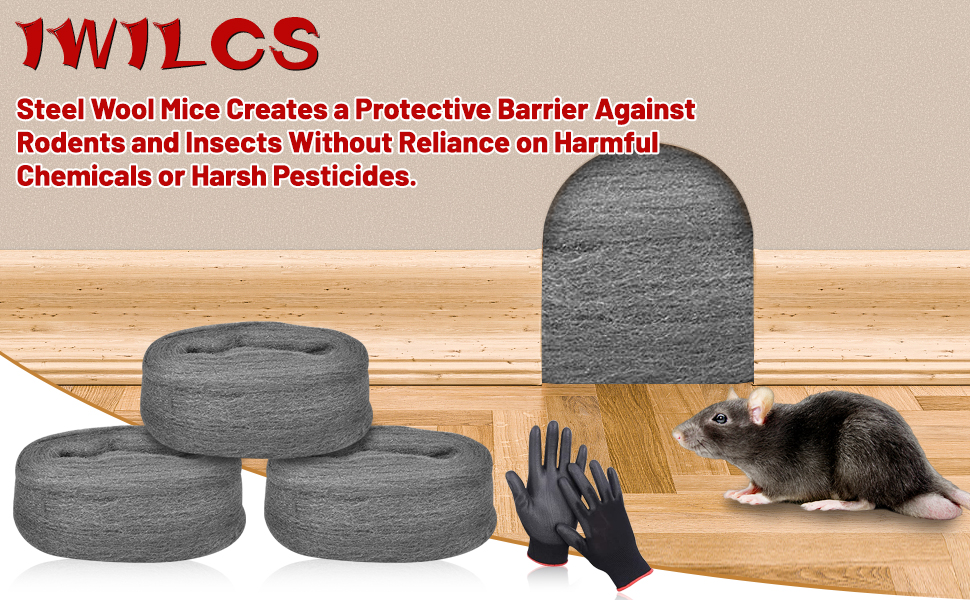 IWILCS Steel Wool Mice,3 Roll 0000 Ultra Fine Grade Steel Wool with 1