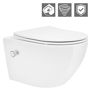 LuxeBath Wand WC Spülrandlos Weiß Tiefspüler Keramik Hänge WC Toilette ohne Spülrand Kloschüssel
