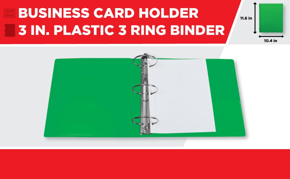 JAM PAPER Plastic 3 inch Binder Green 3 Ring Binder