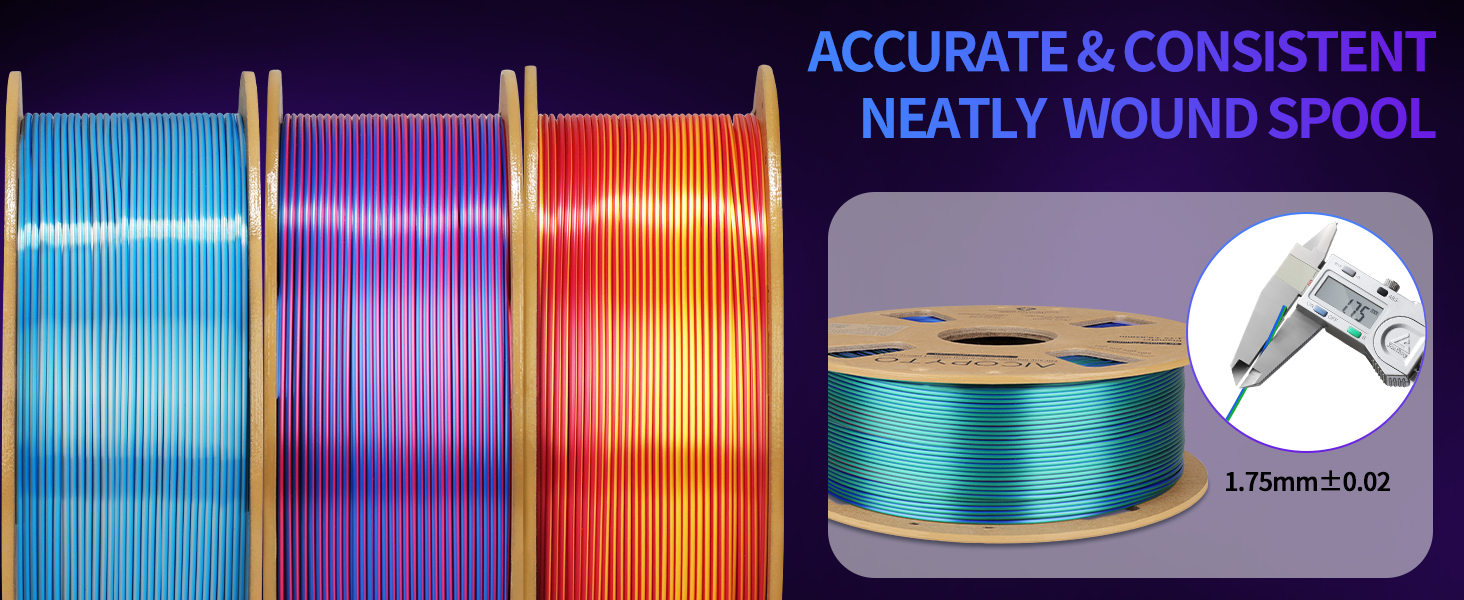 Silk PLA 3D Printer Filament Bundle, Shiny Dual Color Filament 1.75mm Pack, Multi Color Change 3D Printing Filament for Most FFF 3D Printer,1KG X 4 Spools 17 Dual Color Silk PLA 3D Printer Filament 1.75mm Silk Filament 1KG