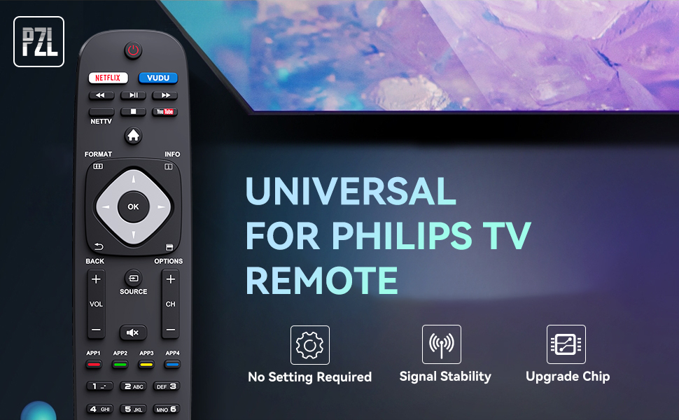New Universal Replaced Remote for Philips Smart TV NH500UP