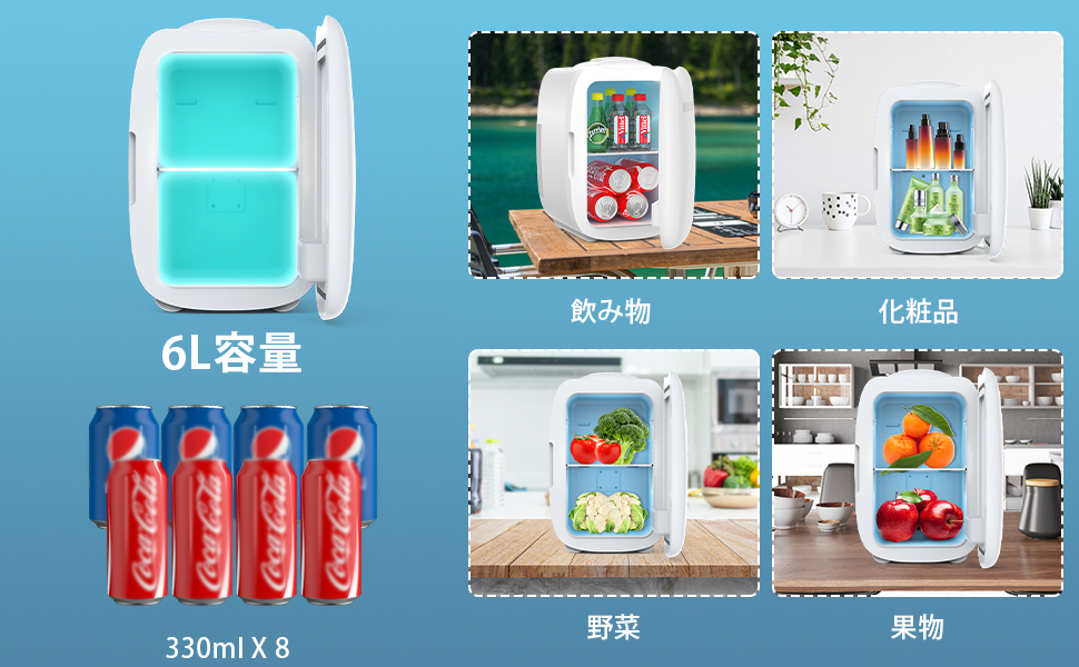 Amazon | ミニ冷蔵庫 Ninonly 0~65℃ 小型冷温庫 6L 車載冷蔵庫