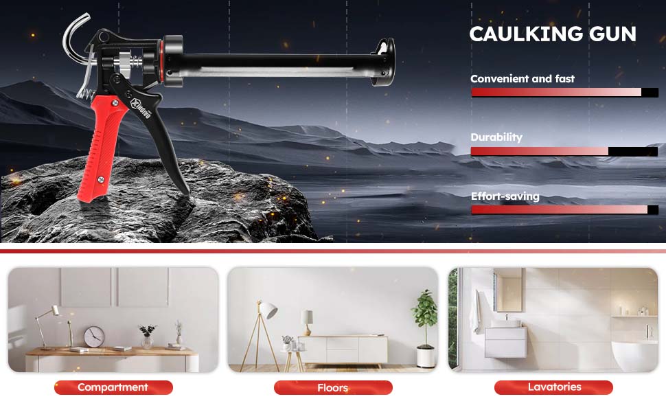 XINQIAO Caulk Gun Premium Caulking Gun, Universal 10 OZ Silicone Caulk