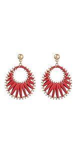 Viva Joya Boho Raffia Teardrop Earrings for Women