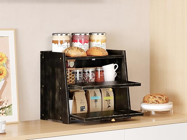 Amazon.com: Trironsun Vintage Double Layer Bread Box for