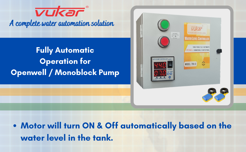 Vukar Three Phase Digital DOL Fully Automatic Water Level Controller