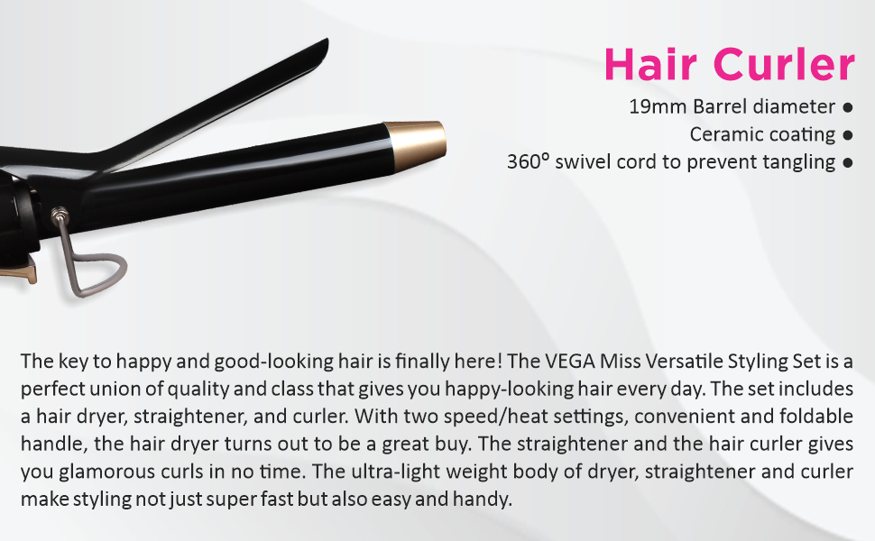 hair dryer, hair straightener, hair curler, styling set, dryer combo