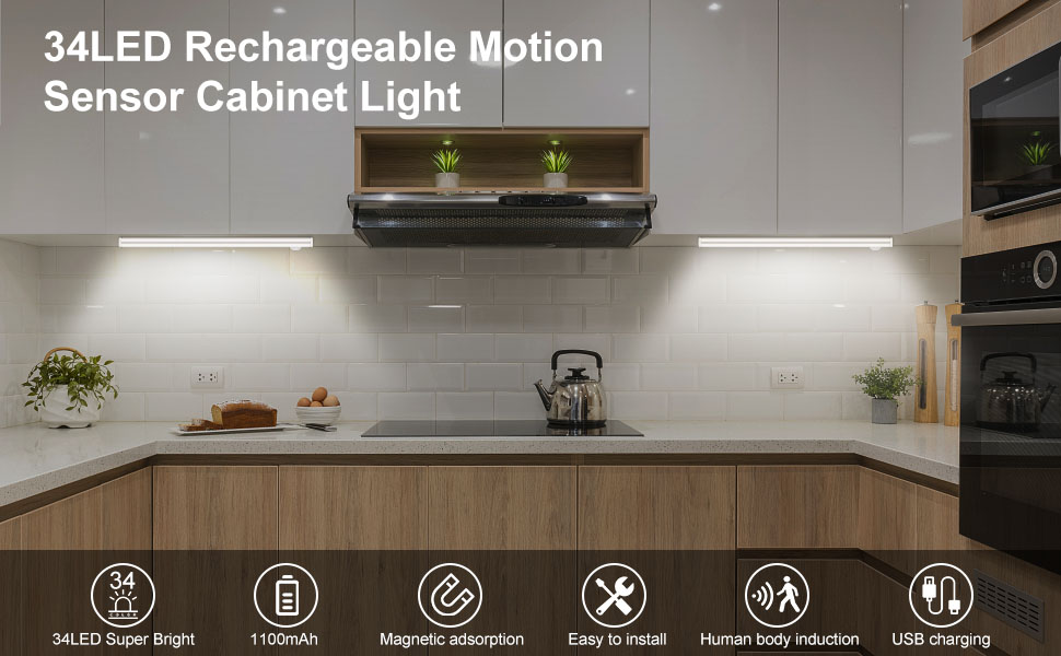 Under Lighting, 3 Pack Motion Sensor Light Indoor with 3 Colors
