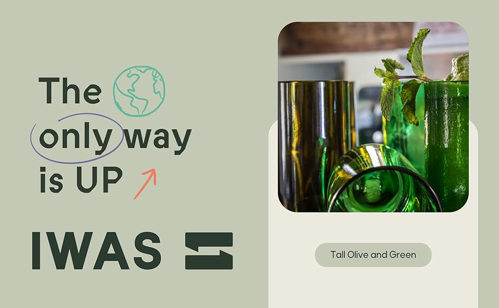 IWAS Upcycled Tall Drinking Glasses 400 ML 13.53 OZ