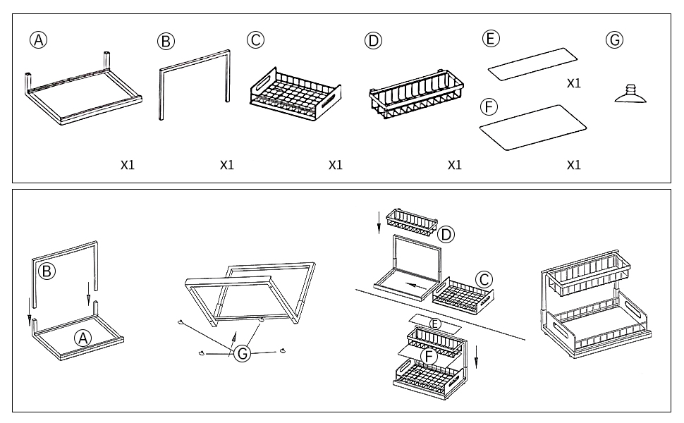 BGFOX Under Sink Organizers and Storage, 2Tier LShape