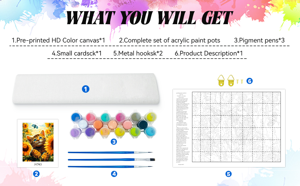 ANBLUB Cat Paint by Numbers Kits, Cat Paint by Numbers Kits