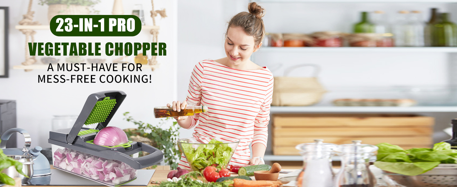 Vegetable slicer, vegetable cutter, dicing machine, onion cutter, 26 in 1