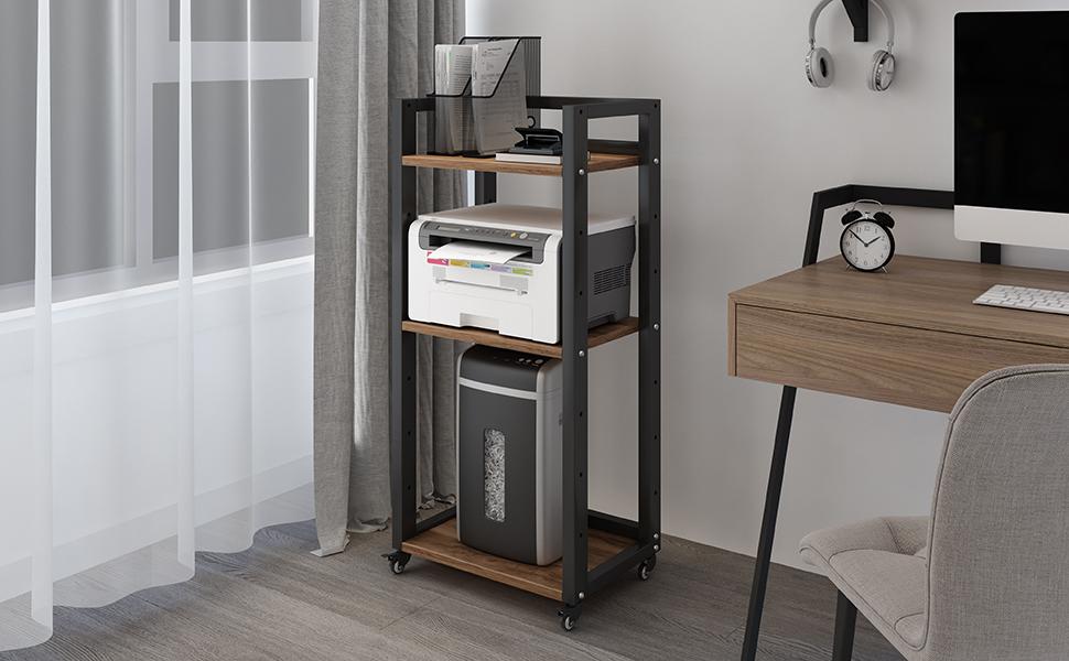 Natwind 3Tier Movable Printer Stand with Storage Rolling FloorStanding Deskside Shredder