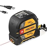 PREXISO 2-in-1 Laser Tape Measure, 135 Ft / 41 m Rechargeable Digital Laser Measurement Tool & 16...