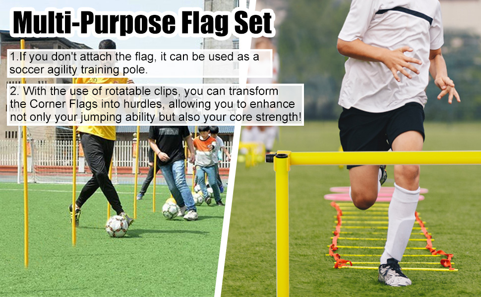 SAWHOX Soccer Corner Flags with Storage Bag Set of 4 59Inch Soccer Agility Poles