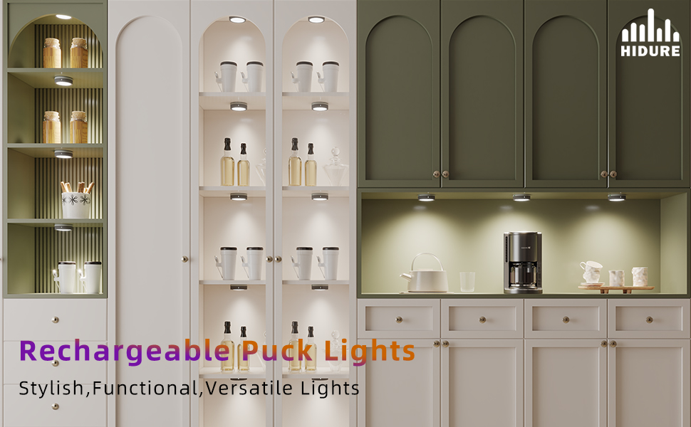 Rechargeable Color Changing Puck Lights, Black Battery Operated Tap