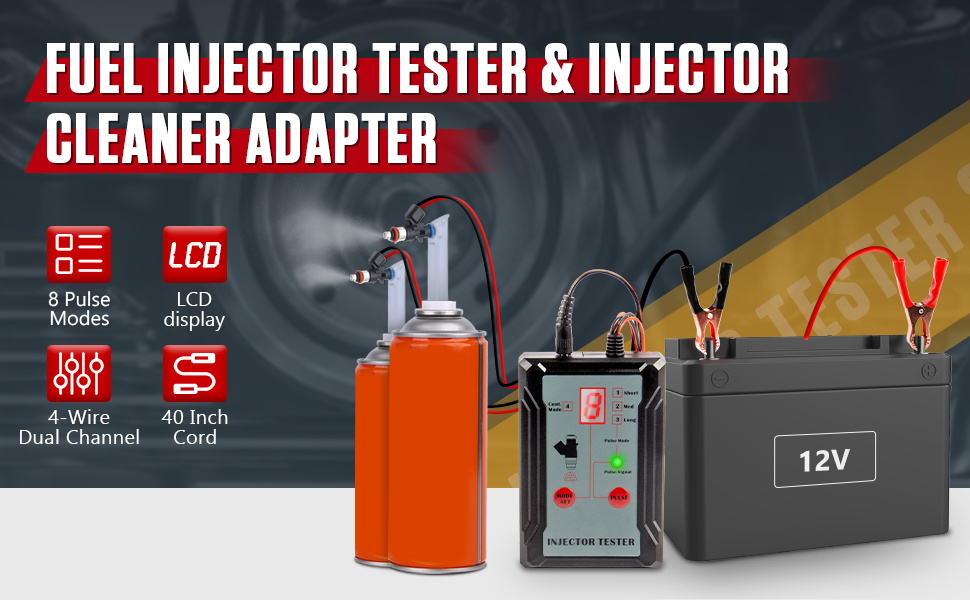Fuel Injector Tester, Fuel Injector Cleaner Tools Kit 12V 8