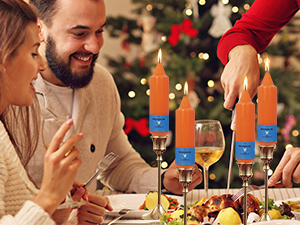 orange tapered candles small