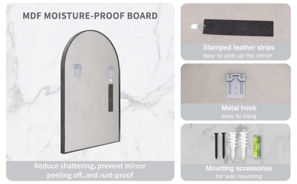 Heymirro Arched Bathroom Mirror 20 x 30 Inch Wall Mirrors with Black Aluminum Alloy Matte Framed