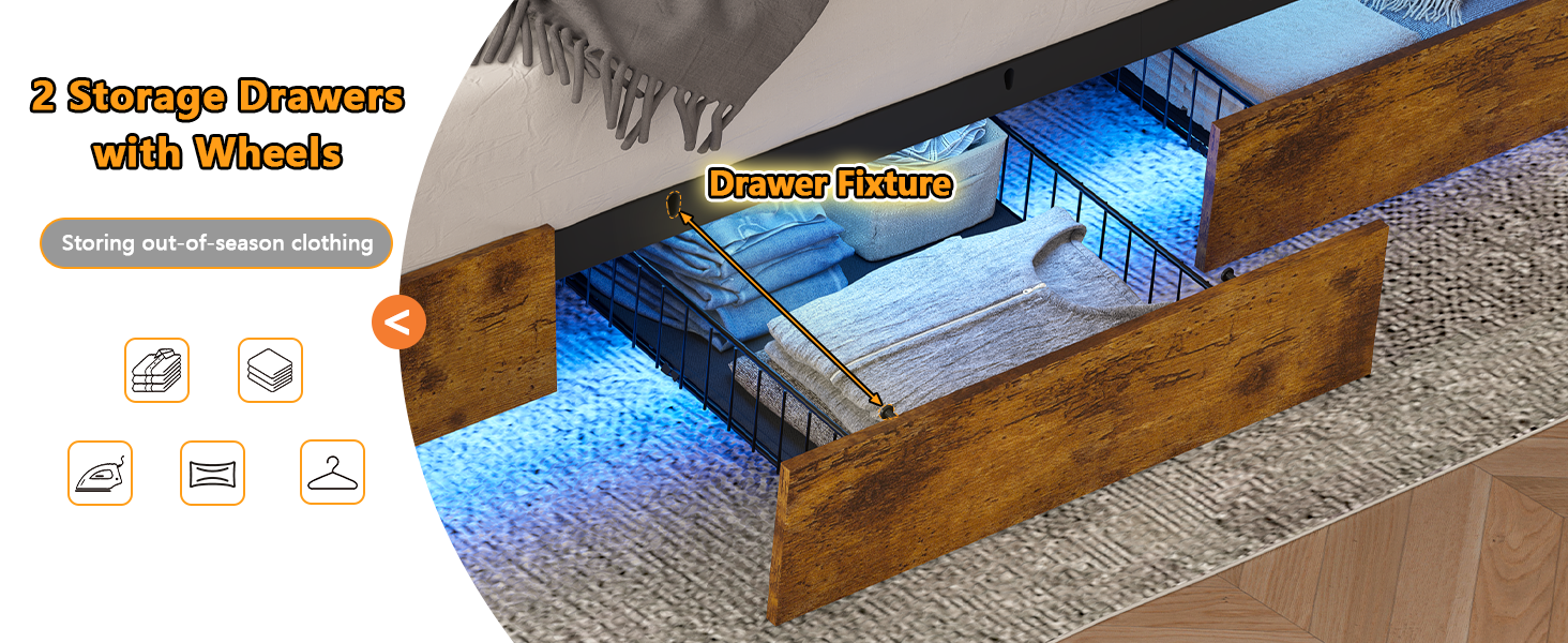 CSZZD Floating Bed Frame California King Size with Storage