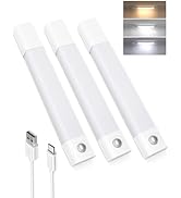 EZVALO Under Cabinet Lights, Motion Sensor Light Indoor 3 Color Temps, Closet Lights Rechargeable...