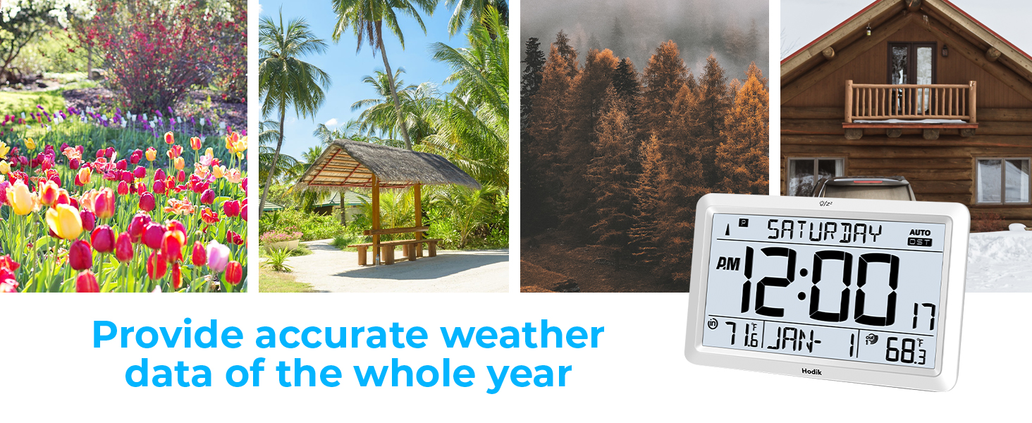 HODIK Atomic Clock with Indoor Outdoor Temperature Wireless
