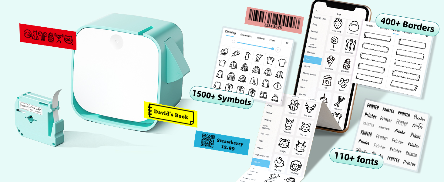 Vixic M960 Label Maker Machine with Tape, Green Bluetooth