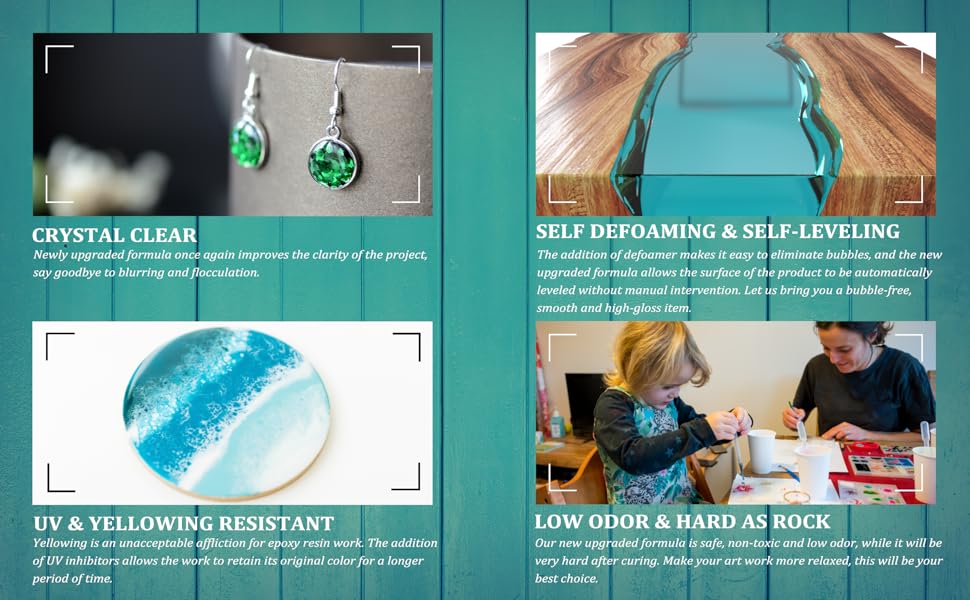 FEACM Epoxy Resin Kit, 16OZ Resin Epoxy Transparente Super Crystal
