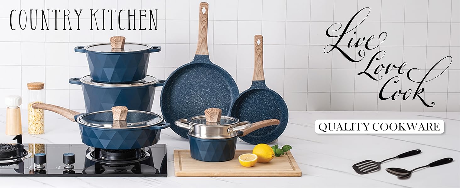 Country Kitchen Nonstick Induction Cookware Sets 11 Piece