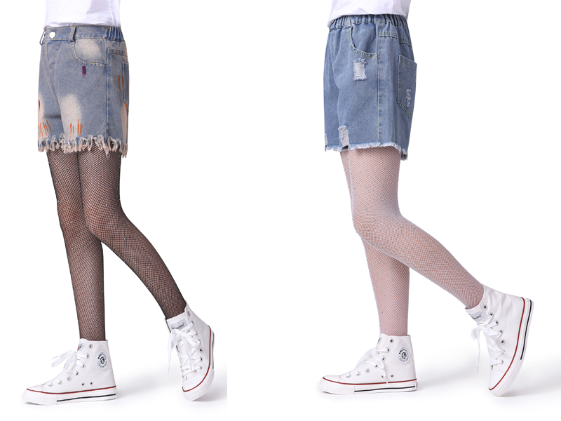 Henwarry Girls Sparkle Fishnet Stockings Children's High Waist Tights Rhinestone Hollow Out Party Pantyhose 4 tights