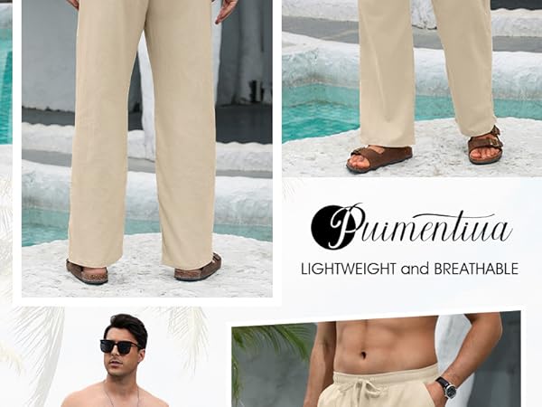 user_c72fbf4c　新品　Plage COTTON LOOSE Puimentiua Cotton Linen Pants Men, Summer Beach Pants Loose