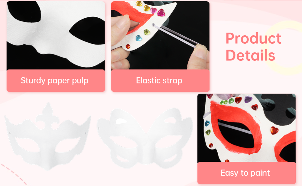 Coxeer DIY Blank Mask Set 12 PCS Unpainted White Paper