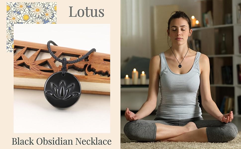 obsidian lotus necklace