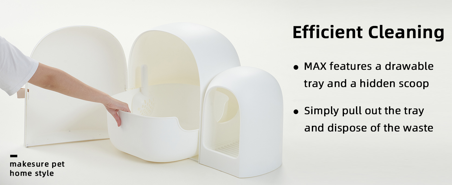 MS!MAKE SURE Cat Litter Box MAX, XL Enclosed Litter Box with Scoop, Stylish
