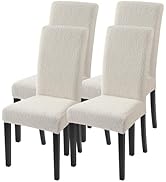 SearchI Jacquard Dining Room Chair Covers Set of 4, Stretch Kitchen Chair Covers Washable Parsons...
