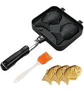 MYFULLY Taiyaki Pan Fish-Shaped Cake Pan Taiyaki Fish Waffle Maker Double Pan Mold with Silicone ...