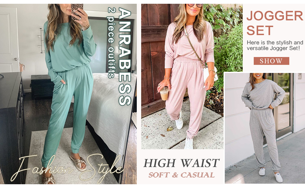 WOMEN 2 PIECE OUTFITS SET TRACKSUIT LOUNGEWEAR JOGGER SET