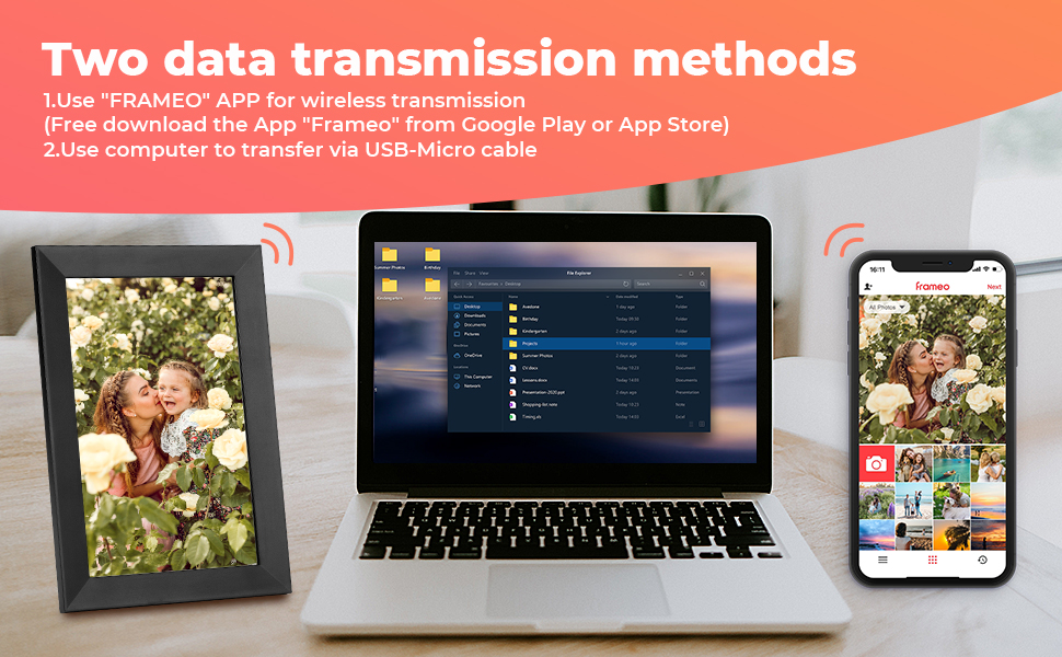 10.1 Inch Digital Picture Frames for Photos and Videos with Builtin 32GB Memory