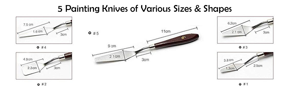SPN-VIPL Set of 5 Painting Knives of Various