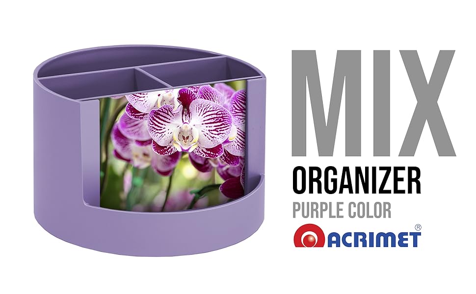 Mix Organizer Caddy Photo Holder Office Supplies Storage and Home Organization Plastic Purple Color