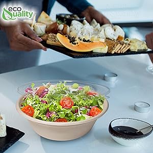 disposable fiber sugarcane paper bowls salad soup acai tree free compost safe degradable